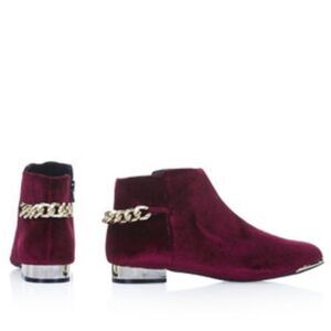 Purple Bam Bam Chain Chelsea Boots Velvet 38